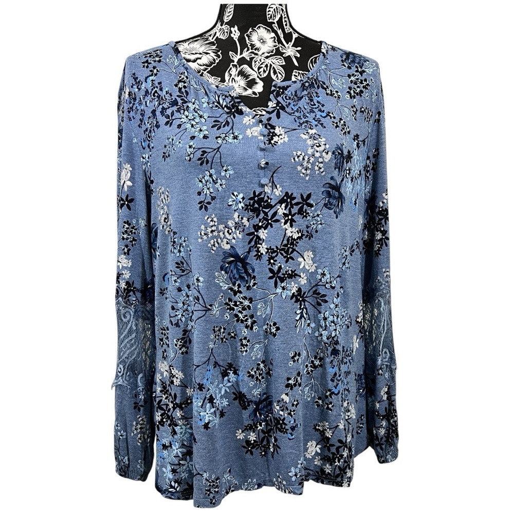 Liz Claiborne Blue Floral Blouse